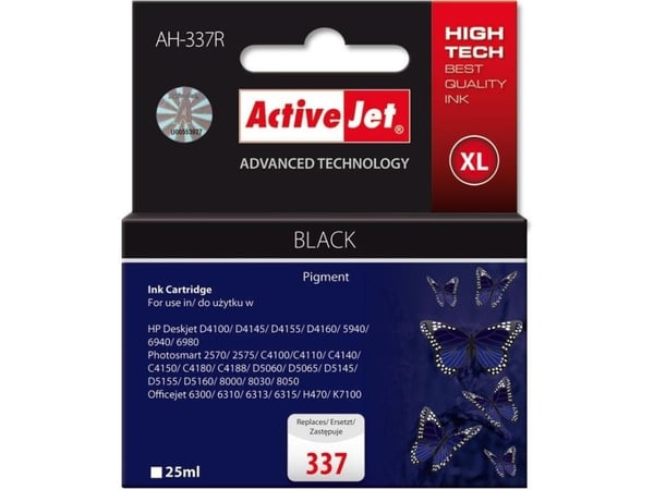 Activejet AH-337R muste (korvaava HP 337 C9364EE; Premium; 25 ml; musta)