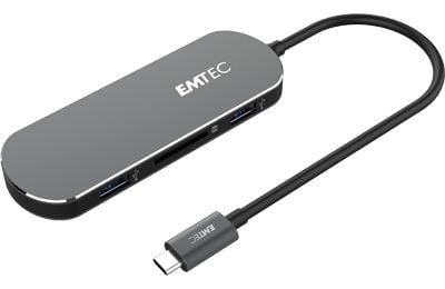 EMTEC HUB 6-in-1 Type-C T650C - Keskitin - 3 x USB 3.1 Gen 1 + 1 x USB-C (tehonsiirto) - pöytätietokoneet