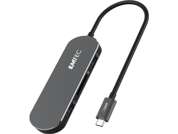 EMTEC HUB 6-in-1 Type-C T650C - Keskitin - 3 x USB 3.1 Gen 1 + 1 x USB-C (tehonsiirto) - pöytätietokoneet