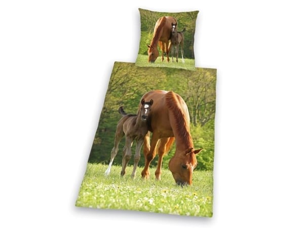 Horses 'Brown Horse and Pony' vuodevaatteet (100 prosenttia puuvillaa) Horses 'Brown Horse and Pony' vuodevaatteet (100 prosenttia puuvillaa)