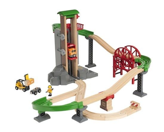 BRIO 33887 Togbane, Løft & læs med lagerbygning