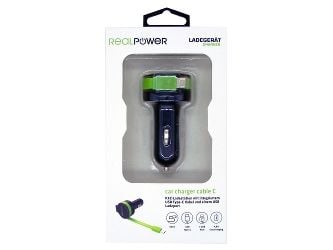 RealPower 257636, Auto, Tupakansytytin, 5 V, 0,58 m, Musta, Vihreä