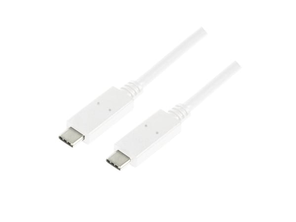 LogiLink - USB-kaapeli - USB-C (uros) - USB-C (uros) - USB 3.1 Gen 2 - 3 A - 1 m - valkoinen