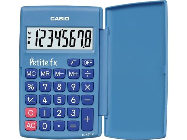 Casio PETITE FX (LC-401LV-BU), Lomme, Grunnleggende, 8 sifre, 1 linjer, Batteri, Blå