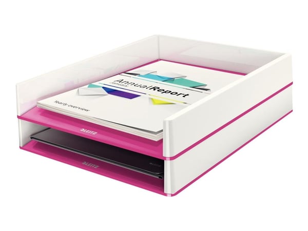 Leitz WOW Dual Colour - Brevbakke - for ANSI A (Letter) (216 x 279 mm), A4 (210 x 297 mm), C4 (229 x 324 mm), Folio (216 x 330 mm) - metallisk rosa