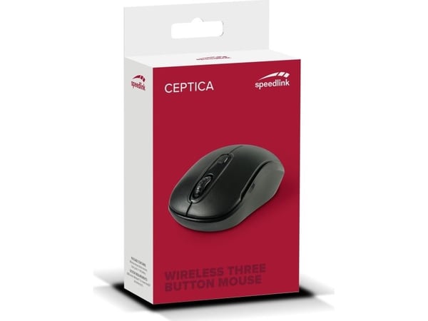 SPEEDLINK Ceptica - Mus - høyre- og venstrehåndet - 3 knapper - trådløs - 2.4 GHz - USB trådløs mottaker - svart