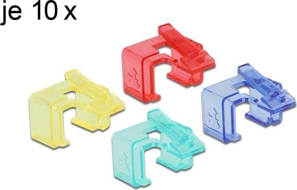 Delock Repair Clip Set 1 - Korjausklipsi verkkoliitäntään - sininen, keltainen, punainen, vihreä (40 kpl)