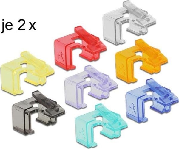 Delock RJ45 Repair Clip Starter Set - Reparasjonsklips for nettverkskontakt - assorterte farger (en pakke 16)