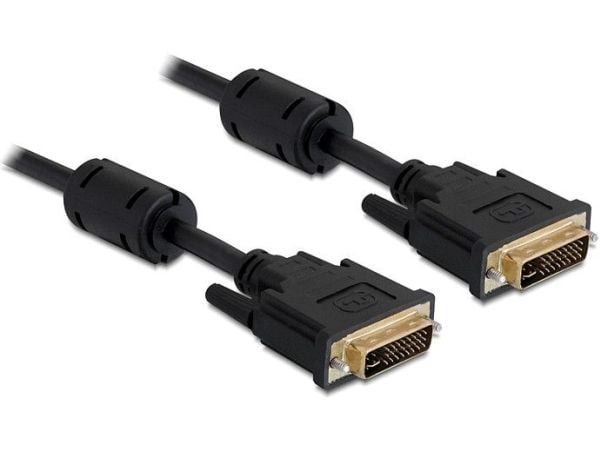 Delock - DVI-kabel - DVI-I (hann) til DVI-I (hann) - 1 m - tommelskruer - svart