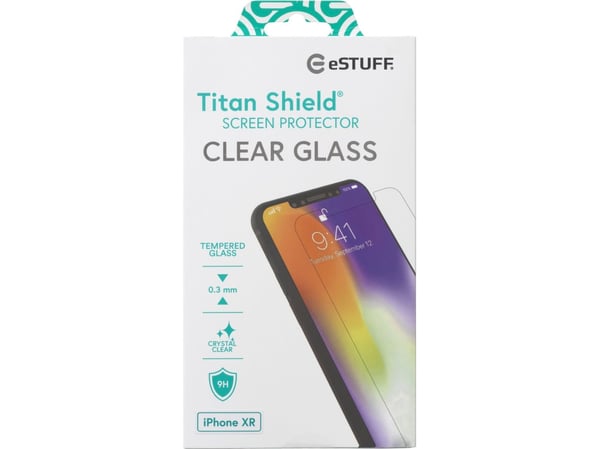 eSTUFF Titan Shield - Skjermbeskyttelse for mobiltelefon - glass - krystallklar - for Apple iPhone XR
