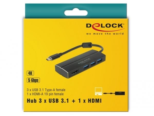 Delock - Retail Pack - dokkingstasjon - USB-C 3.1 / Thunderbolt 3 - HDMI