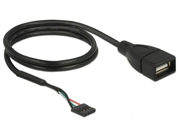 Delock - USB-kabel - 4-pins USB 2.0-header (hunn) til USB (hunn) - USB 2.0 - 15 cm - svart