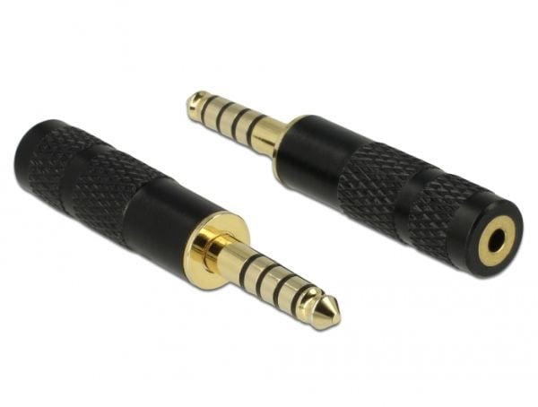 Delock - Audioadapter - balansert stereo 4,4 mm hann til 4-pols mikrojakk hunn