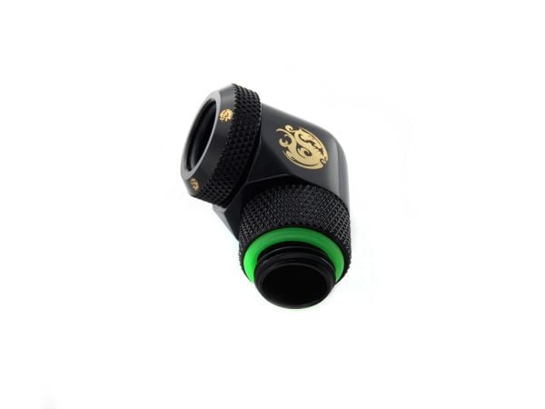 Bitspower BP-MBE90RML, Messing, Sort, 1/4", 90°, Væske