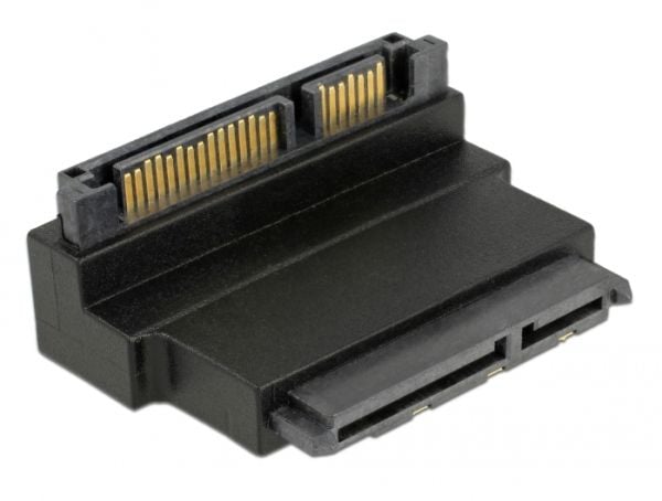 Delock - SATA-adapter - Serial ATA 150/300/600 - SATA-kombo (P) til SATA-kombo (R) vinklet - svart