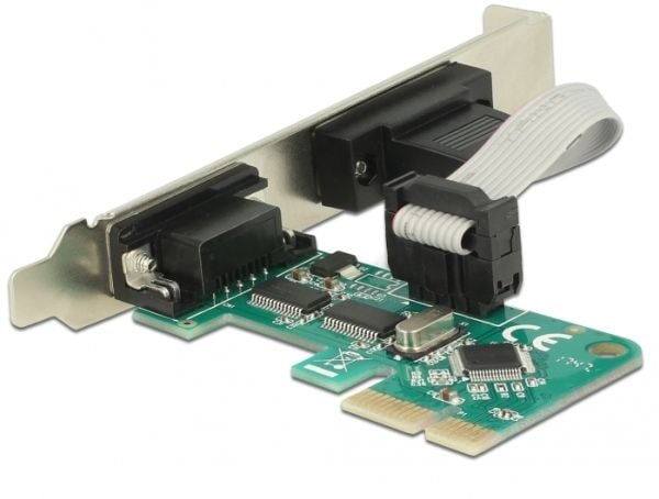 Delock PCI Card > 2 x Serial RS-232 - Seriell adapter - PCIe 1.1 - RS-232 x 2 - grønn