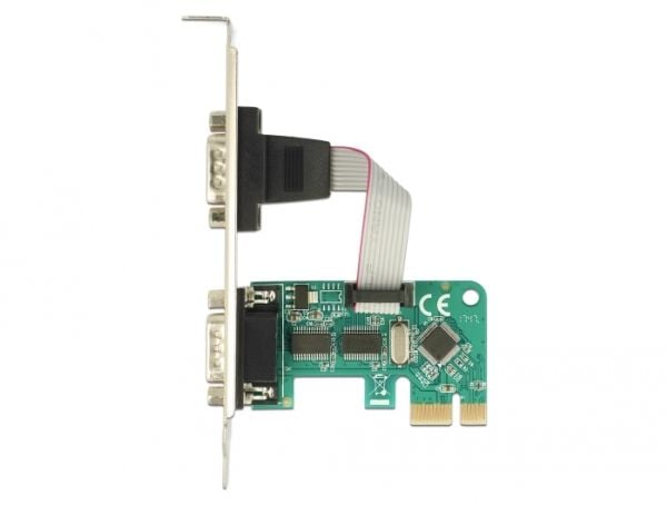 Delock PCI Card > 2 x Serial RS-232 - Seriell adapter - PCIe 1.1 - RS-232 x 2 - grønn