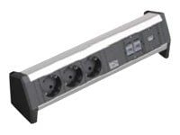 Bachmann DESK 1, Musta, Harmaa, 3 AC-pistorasia(a), 230 V, 16 A