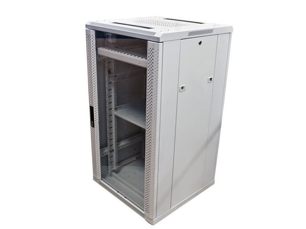 ALLNET 106975, Frittstående hylle, 22U, 500 kg, Nøkkellås, Grå