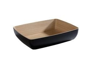 Kulho Frida 4 ltr 32,5x26,5x7,5 cm Melamiini Musta/puu-ilme,3 kpl/pkt