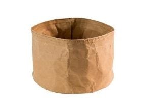 Brödkorg Ø17x11 cm kraftig vikbar papperspåse läderlook brun (st)