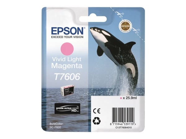Epson T7606 kirkas vaalea magenta, Kirkas vaaleanmagenta, Väriainepohjainen muste, 25,9 ml, 1 kpl
