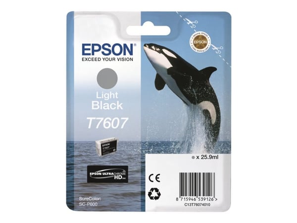 Epson T7607 vaalea musta, Vaaleanmusta, Väriainepohjainen muste, 25,9 ml, 1 kpl