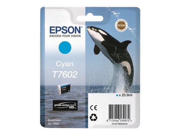 Epson T7602 syaani, Syaani, 25,9 ml, 1 kpl