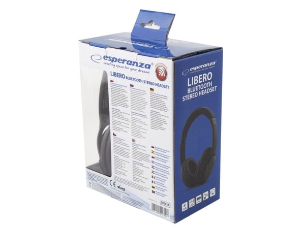 Esperanza EH163K - Hodetelefoner med mikrofon - on-ear - Bluetooth - trådløs - libero black
