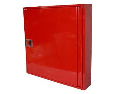 Falck slangskåp 795x795x150 mm – röd Ral 3000, 30 m 1" slang, 3SW m/vinda på svängarm