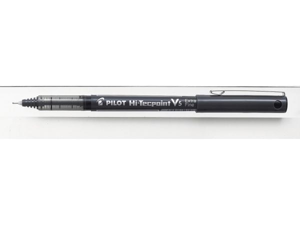 Pilot Hi-Tecpoint V5 - Kulepenn - svart - vannbasert blekk - 0,5 mm - ekstra fin - (12 stk.)