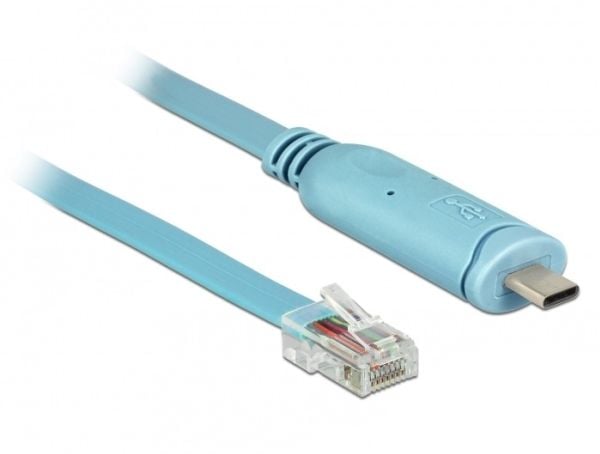 Delock - Sarjakaapeli - USB-C (han) til RJ-45 (han) - 3 m - EIA-232 - sininen