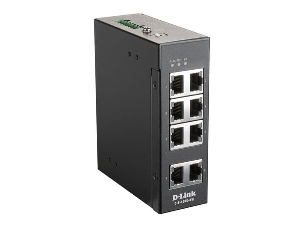 D-Link DIS-100E-8W, Hallitsematon, L2, Fast Ethernet (10/100), Täysin kaksipuolinen, Telineasennus, Seinäkiinnitteinen