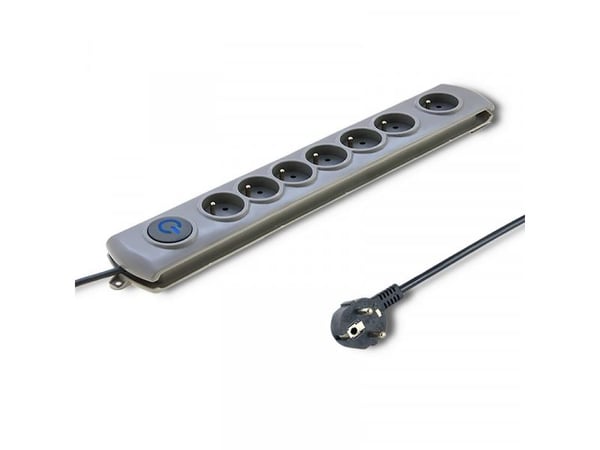 Qoltec Quick Switch - Strømstødsbeskytter - AC 230 V - 3680 Watt - output-stikforbindelser: 8 - 1.8 m ledning - grå