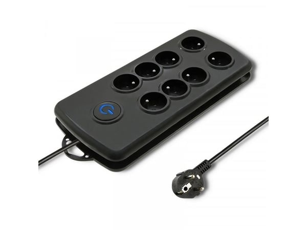 Qoltec Quick Switch - Overspenningsavleder - AC 230 V - 3500 watt - utgangskontakter: 8 - 2.5 m kabel - svart