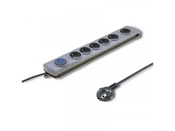 Qoltec - Strømstødsbeskytter - AC 230 V - 3680 Watt - output-stikforbindelser: 6 - 3 m ledning - grå