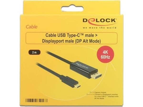 DeLOCK 85257, 3 m, USB Type-C, DisplayPort, Uros, Uros, Kulta