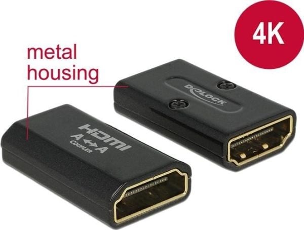 Delock - HDMI-anslutning - HDMI hona till HDMI hona - svart - stöd för 4K