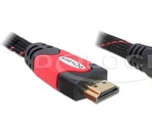 Delock High Speed HDMI with Ethernet - HDMI-kabel med Ethernet - HDMI hann til HDMI hann - 5 m - vinkelkontakt