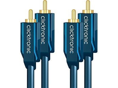 ClickTronic 1m Stereo Audio, Hankjønn, 2 x RCA, Hankjønn, 1 m, Blå
