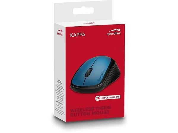 SPEEDLINK KAPPA Mouse - Mus - høyrehendt - optisk - 3 knapper - trådløs - 2.4 GHz - USB trådløs mottaker - blå
