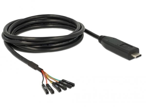Delock - USB / seriell-kabel - USB-C (hann) til 6-pins TTL (hunn) separat - 3.3 V - 2 m - svart