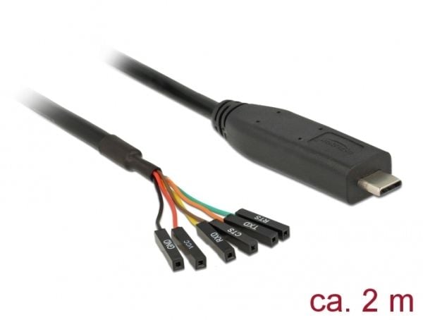 Delock - USB / seriell-kabel - USB-C (hann) til 6-pins TTL (hunn) separat - 3.3 V - 2 m - svart