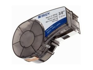 Brady B-499 - Nylonduk - matt - permanent akryllim - svart på hvitt - Rull (0,95 cm x 4,9 m) 1 rull(er) etiketter - for Brady BMP21, BMP21-LAB, BMP...