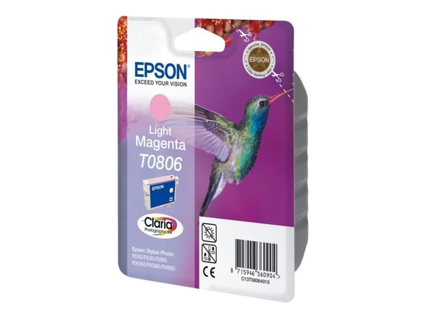 Epson Hummingbird Mustepatruuna Light Magenta T0806 Claria Photographic Ink, Magenta, Väriainepohjainen muste, 7,4 ml, 1 kpl, Kertapakkaus