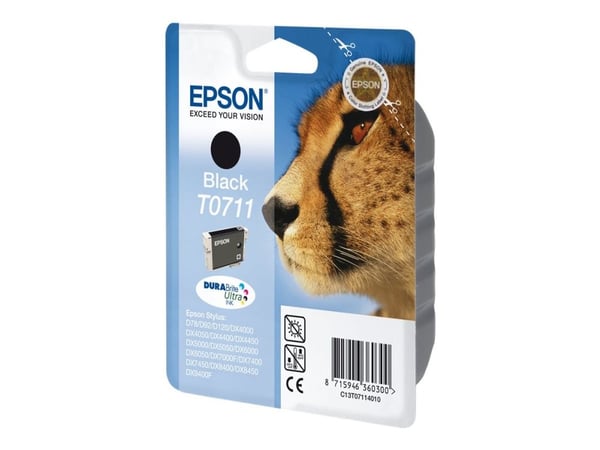 Epson T0711 - 7 ml - svart - original - blekkpatron - for Stylus DX9400, SX115, SX210, SX215, SX218, SX415, SX515, SX610; Stylus Office BX310, BX610