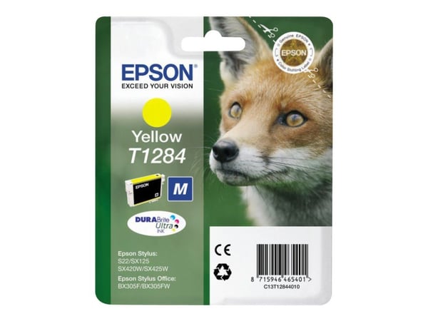 Epson Fox Singlepack Yellow T1284 DURABrite Ultra Ink, Keltainen, Väriainepohjainen muste, 1 kpl