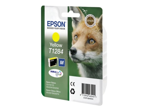Epson Fox Singlepack Yellow T1284 DURABrite Ultra Ink, Keltainen, Väriainepohjainen muste, 1 kpl