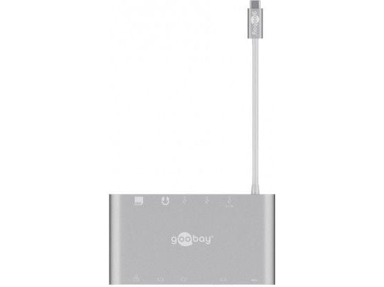 Goobay 62113, Koblet med ledninger (ikke trådløs), USB 3.2 Gen 1 (3.1 Gen 1) Type-C, 60 W, 1000 Mbit/s, Sølv, MicroSD (TransFlash), MicroSDHC, Micr...