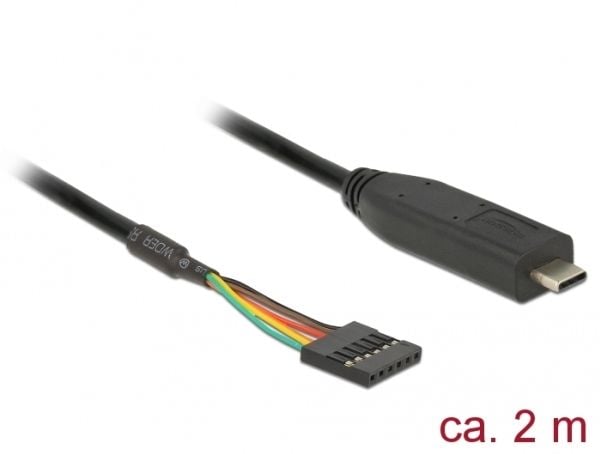 Delock - USB / seriell-kabel - USB-C (hann) til 6-pins TTL (hunn) - 5 V - 2 m - svart